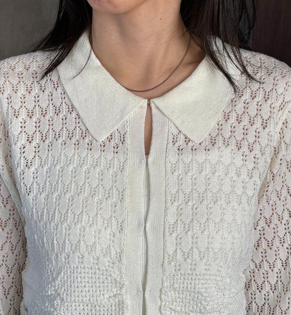  「レースシャーリングホックカーディガン」|カーディガン|