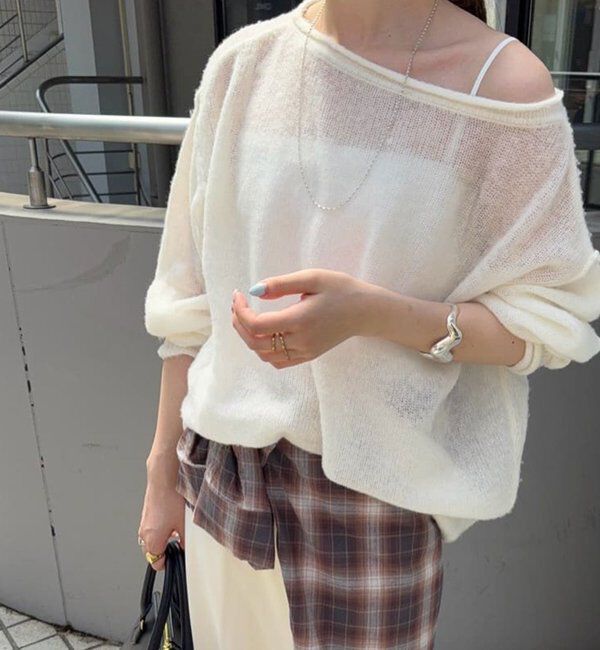  「《インフルエンサー@kanako_ikiコラボ》シアーウールプルオーバー」|ニット・セーター|