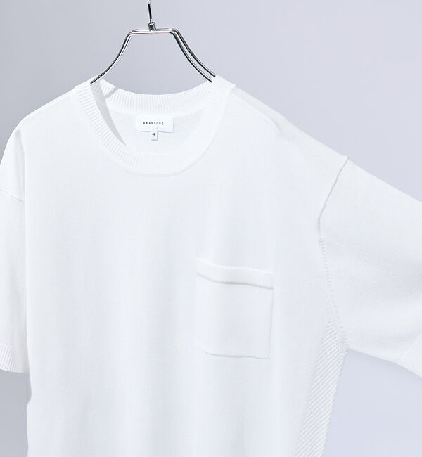 ABAHOUSE「メッシュニット シアーTシャツ/ サマーニット」|Tシャツ・カットソー|ホワイト