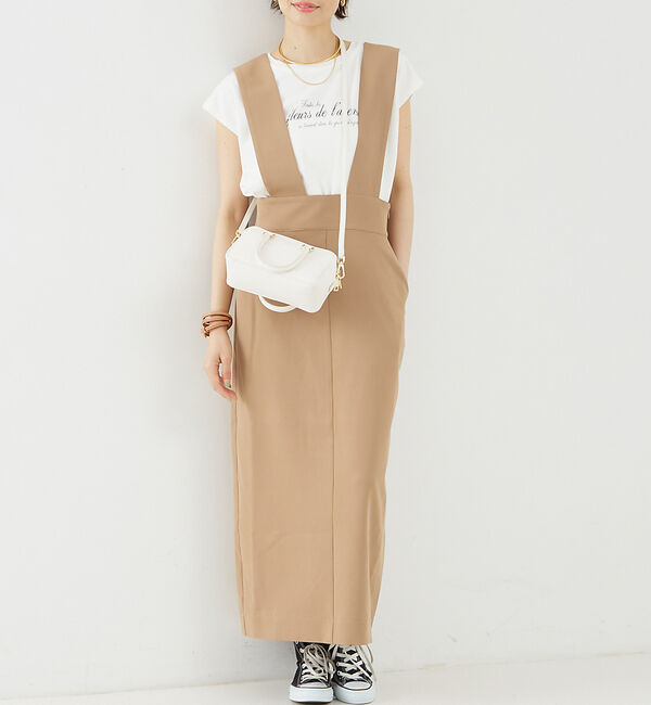 Rouge vif「【一部店舗限定】ストレッチサスペンダージャンパースカート」|スカート|キャメル