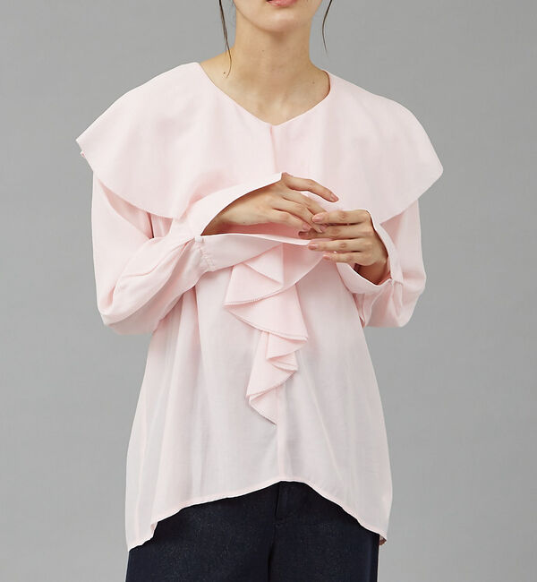 qualite「ラッフルカラーブラウス」|シャツ・ブラウス|ピンク