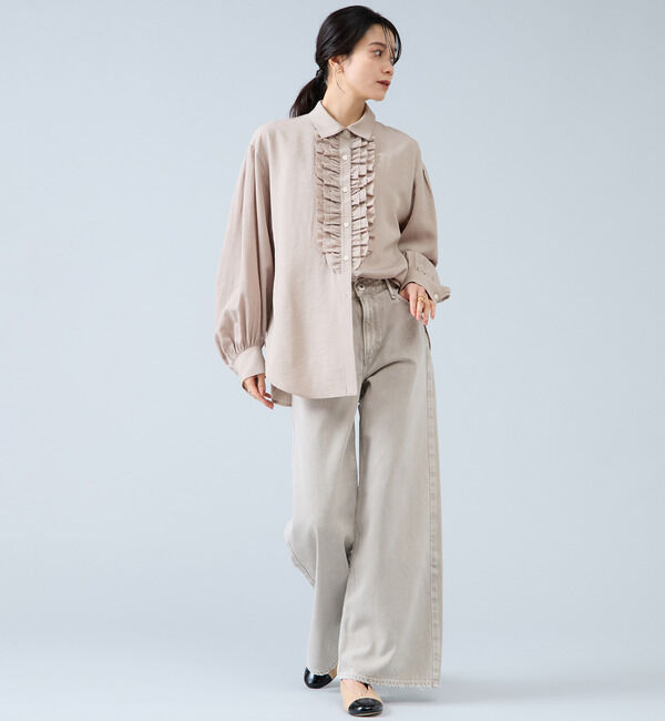 Liesse「シャンブレーフリルシャツブラウス」|シャツ・ブラウス|