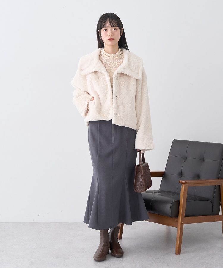 earth music&ecology「フロントジップマーメイドスカート」|タイト|