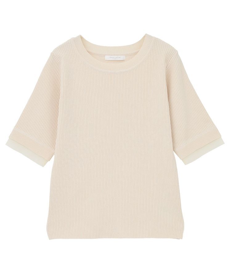 Green Parks「袖レイヤー5分袖ニットプルオーバー」|ニット・セーター|