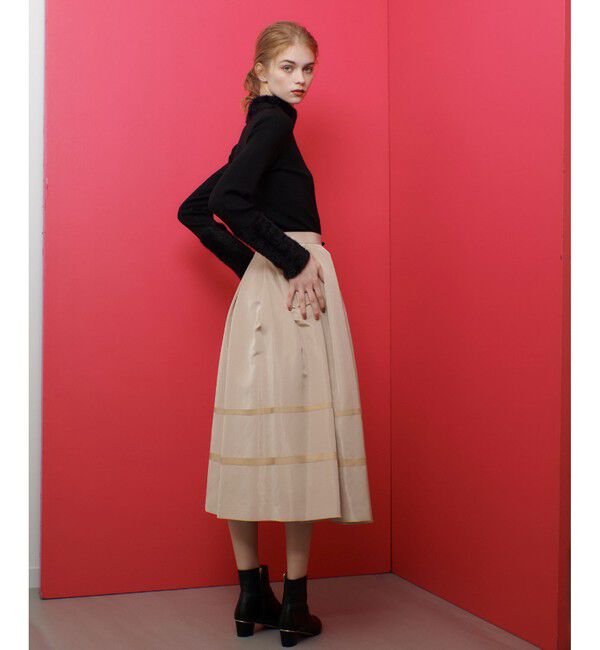 LOULOU WILLOUGHBY「【LOULOU WILLOUGHBY】リボントリミングタックスカート」|フレア|