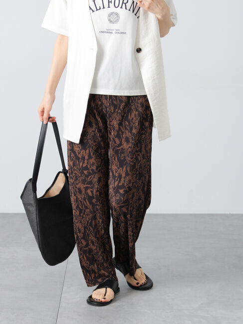 Lugnoncure「【セルフカット】無地/柄アソートプリーツパンツ」|その他|ブラウン