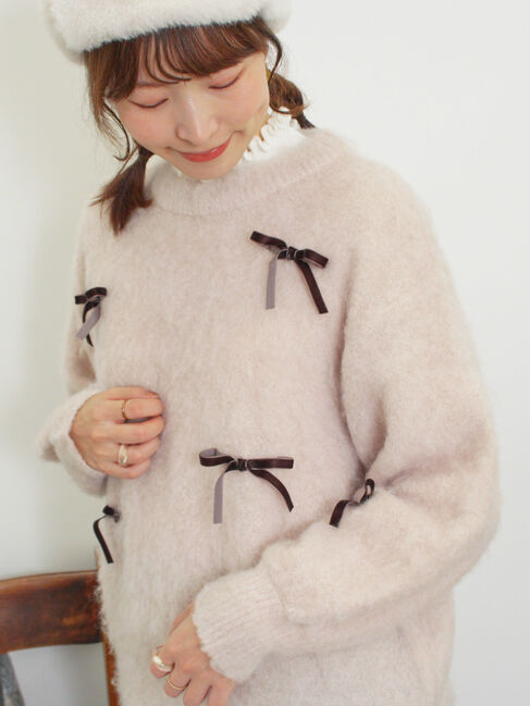 Samansa Mos2「ベロアリボン付ニット」|ニット・セーター|