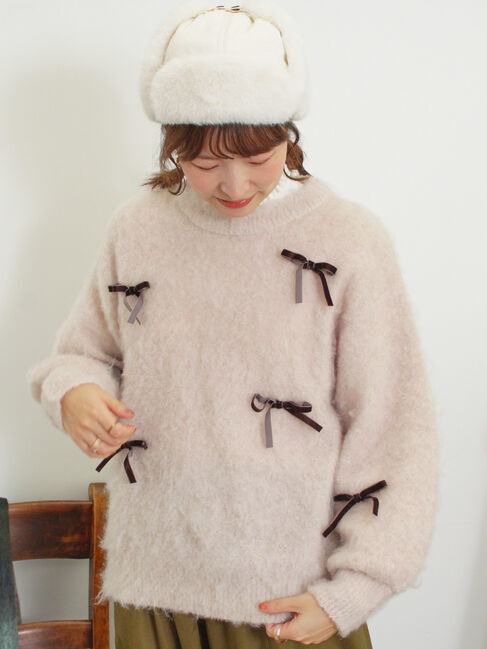 Samansa Mos2「ベロアリボン付ニット」|ニット・セーター|