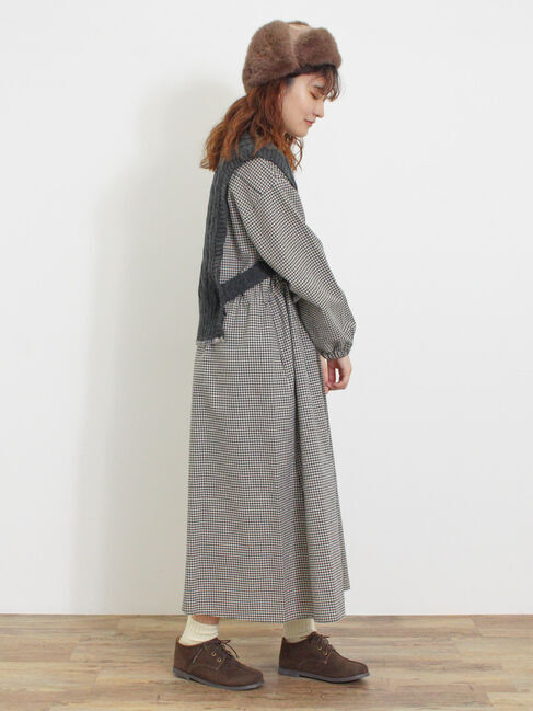 Samansa Mos2「◎ブランケットステッチケーブル編みショートベスト」|ダウンベスト・ベスト|