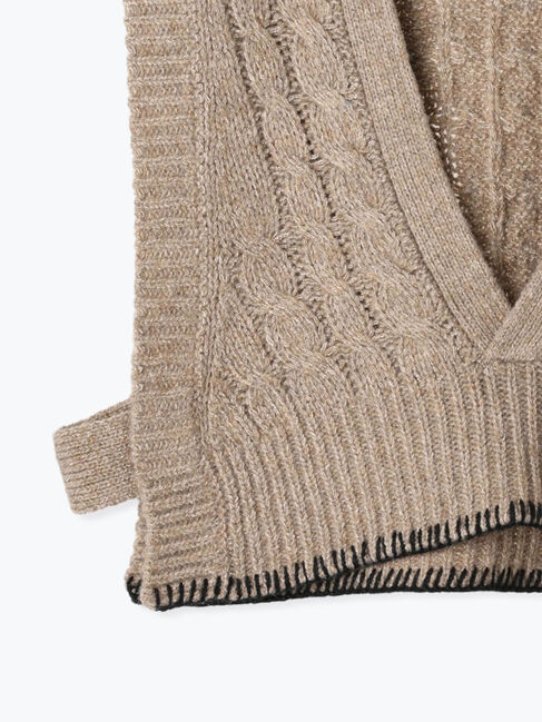 Samansa Mos2「◎ブランケットステッチケーブル編みショートベスト」|ダウンベスト・ベスト|