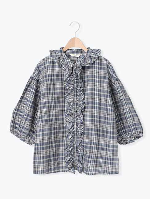 Samansa Mos2「【Cross&times;Linen】フリルブラウス」|シャツ・ブラウス|