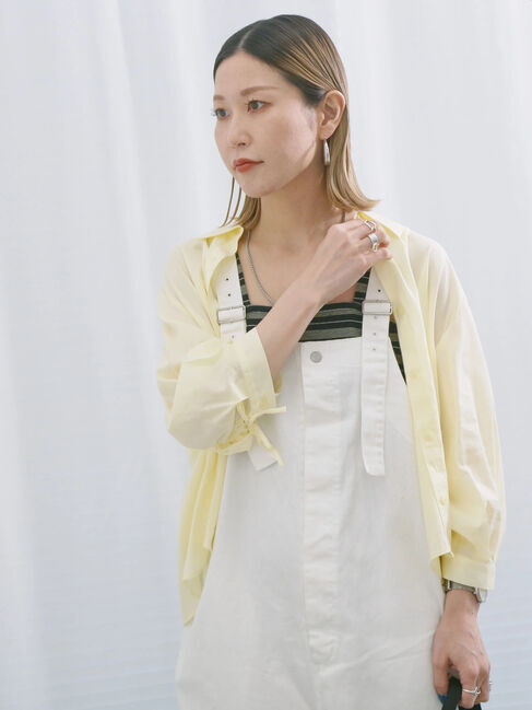 Samansa Mos2 blue「ショート丈シャーリングブラウス」|シャツ・ブラウス|