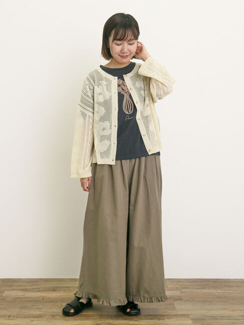 Samansa Mos2「花瓶柄コード刺繍Tシャツ」|Tシャツ・カットソー|