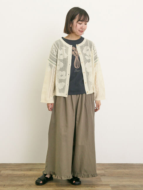 Samansa Mos2「花瓶柄コード刺繍Tシャツ」|Tシャツ・カットソー|