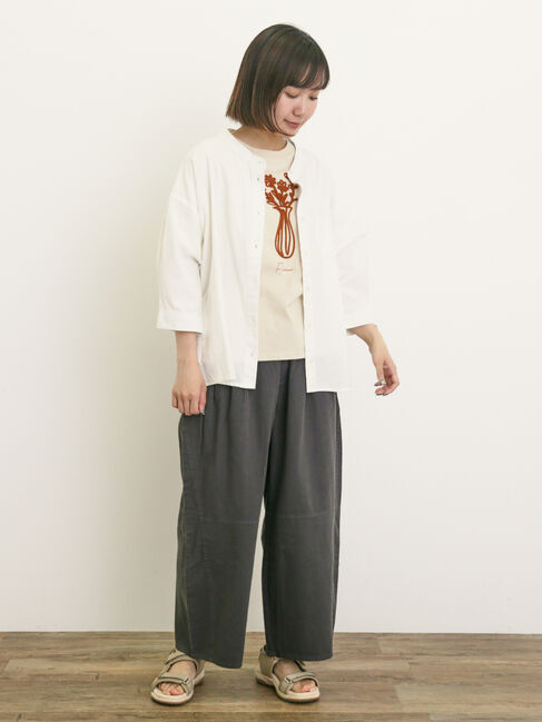 Samansa Mos2「花瓶柄コード刺繍Tシャツ」|Tシャツ・カットソー|