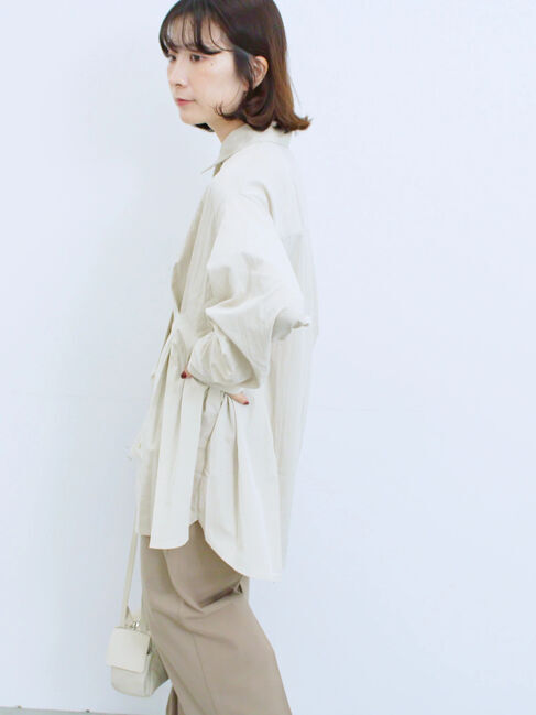 Samansa Mos2 blue「◎マットサテンタックシャツ」|シャツ・ブラウス|