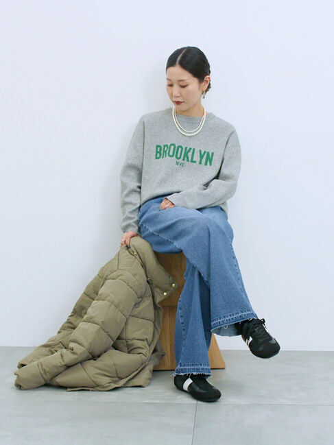 Samansa Mos2 blue「【Hug knit】ロゴプルオーバー」|ニット・セーター|