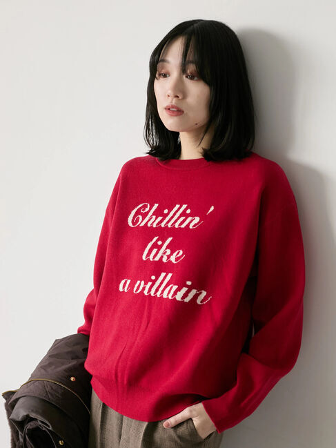 Samansa Mos2 blue「【Hug knit】ロゴプルオーバー」|ニット・セーター|