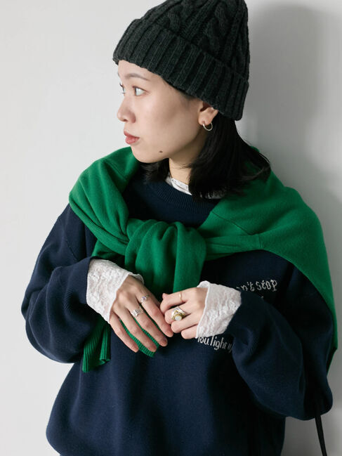 Samansa Mos2 blue「【Hug knit】ロゴプルオーバー」|ニット・セーター|