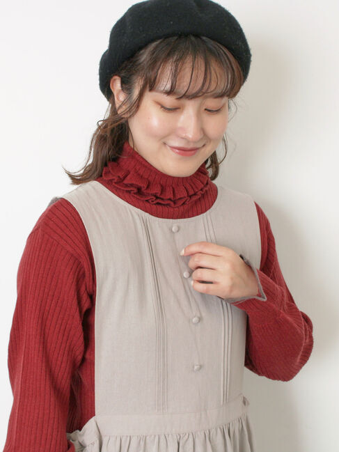 Samansa Mos2「袖口配色スカラップタートルニット」|ニット・セーター|