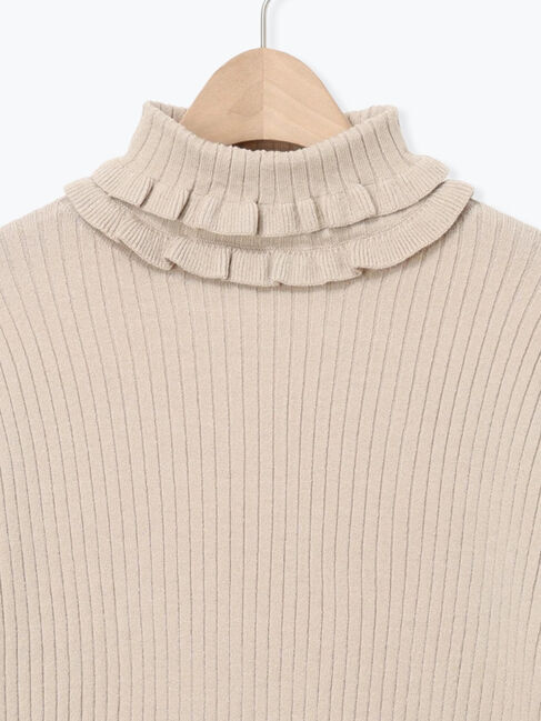 Samansa Mos2「袖口配色スカラップタートルニット」|ニット・セーター|