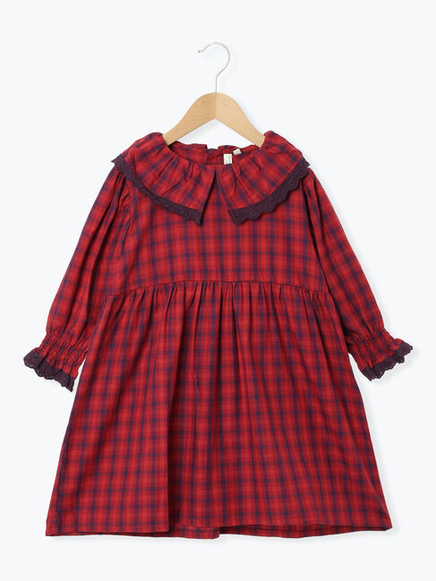 Samansa Mos2 Lagom「チェックフリル衿ワンピース」|ワンピース|