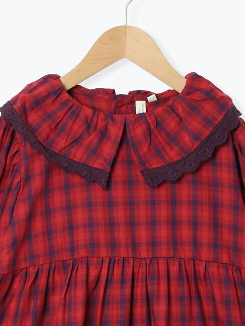 Samansa Mos2 Lagom「チェックフリル衿ワンピース」|ワンピース|