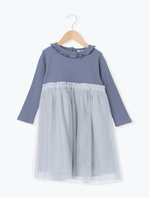 Samansa Mos2 Lagom「チュールドッキングワンピース」|ワンピース|ネイビー