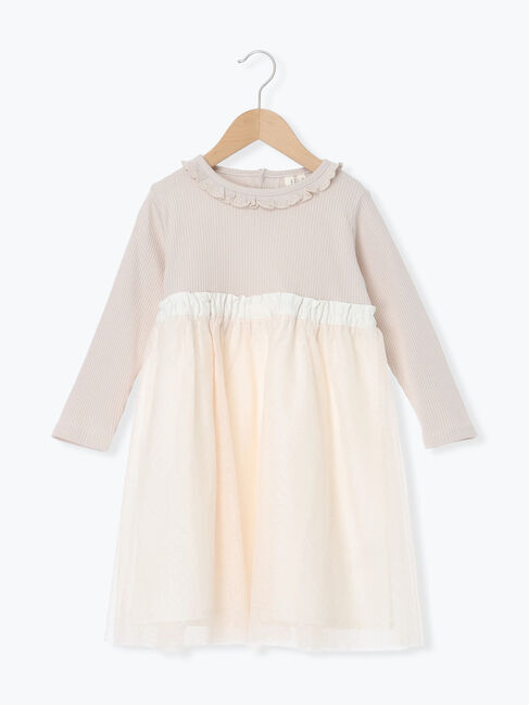 Samansa Mos2 Lagom「チュールドッキングワンピース」|ワンピース|ベージュ