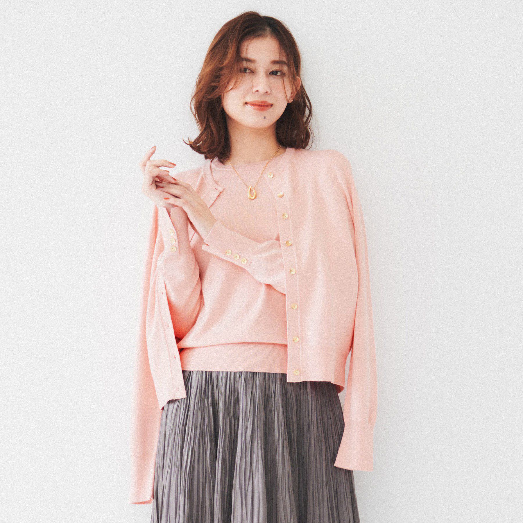 UNTITLED「【アンサンブル可能/6色展開】スパンレーヨン カーディガンニット」|カーディガン|オレンジ(065)