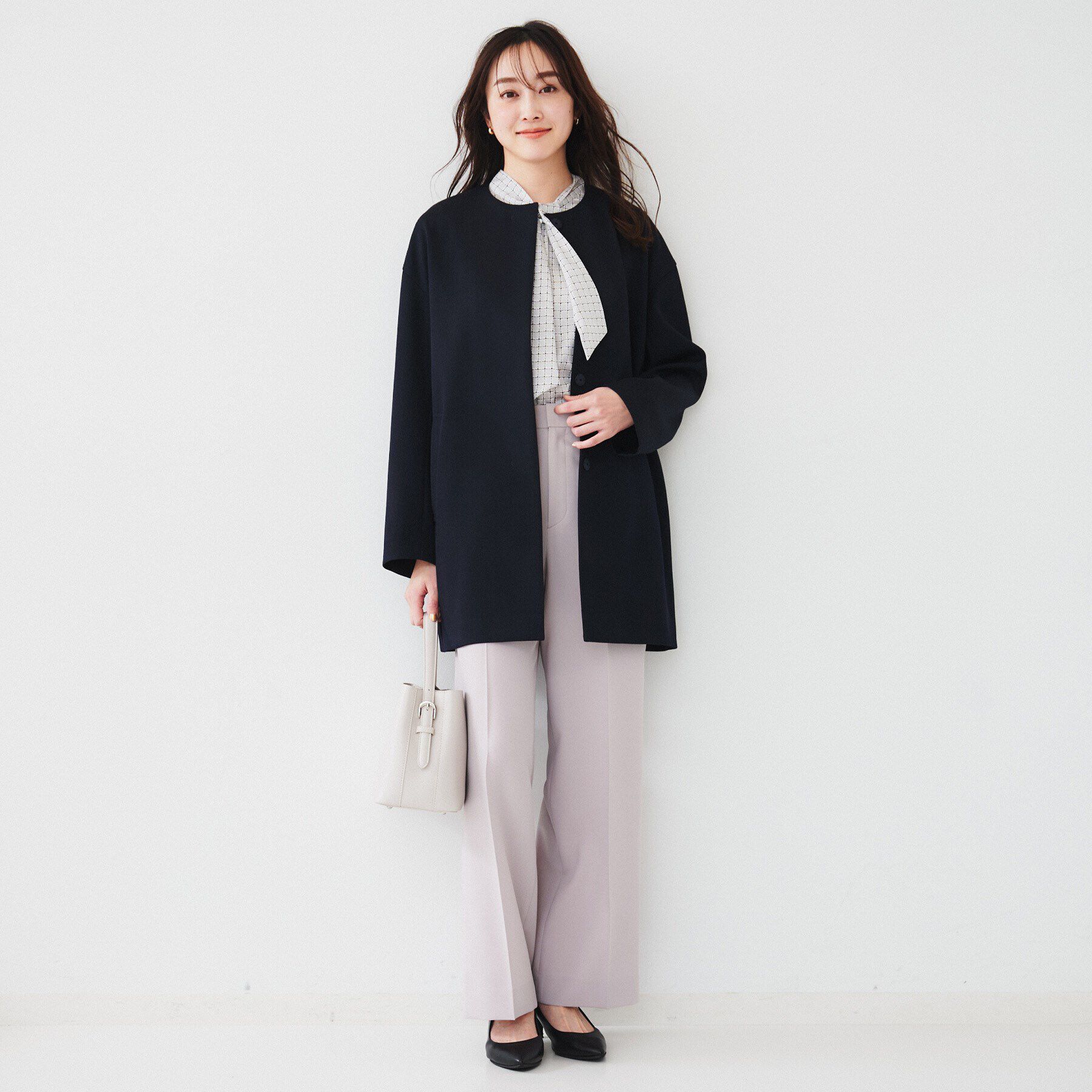 UNTITLED「ダブルクロス ノーカラーコート」|ノーカラーコート|