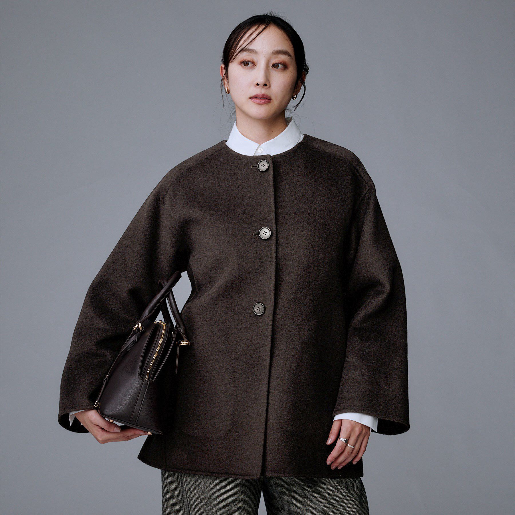 UNTITLED「【ミディ丈/軽やか】セミラグランリバー コート」|ノーカラーコート|