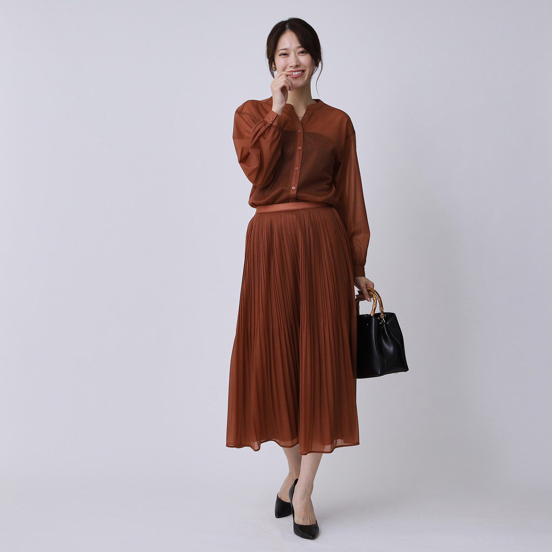 COUP DE CHANCE「【手洗い可／ウエストゴム】デニム柄プリントのプリーツスカート」|スカート|