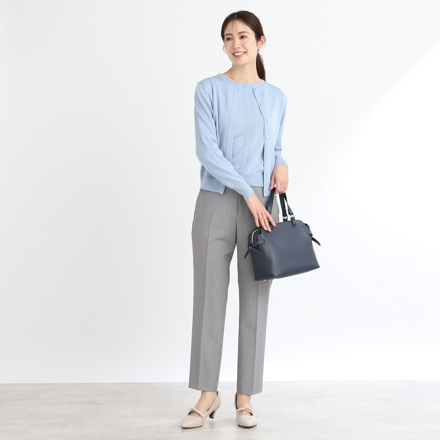 Reflect「【WEB限定カラーあり／アンサンブル可】比翼仕立てニットカーディガン」|カーディガン|