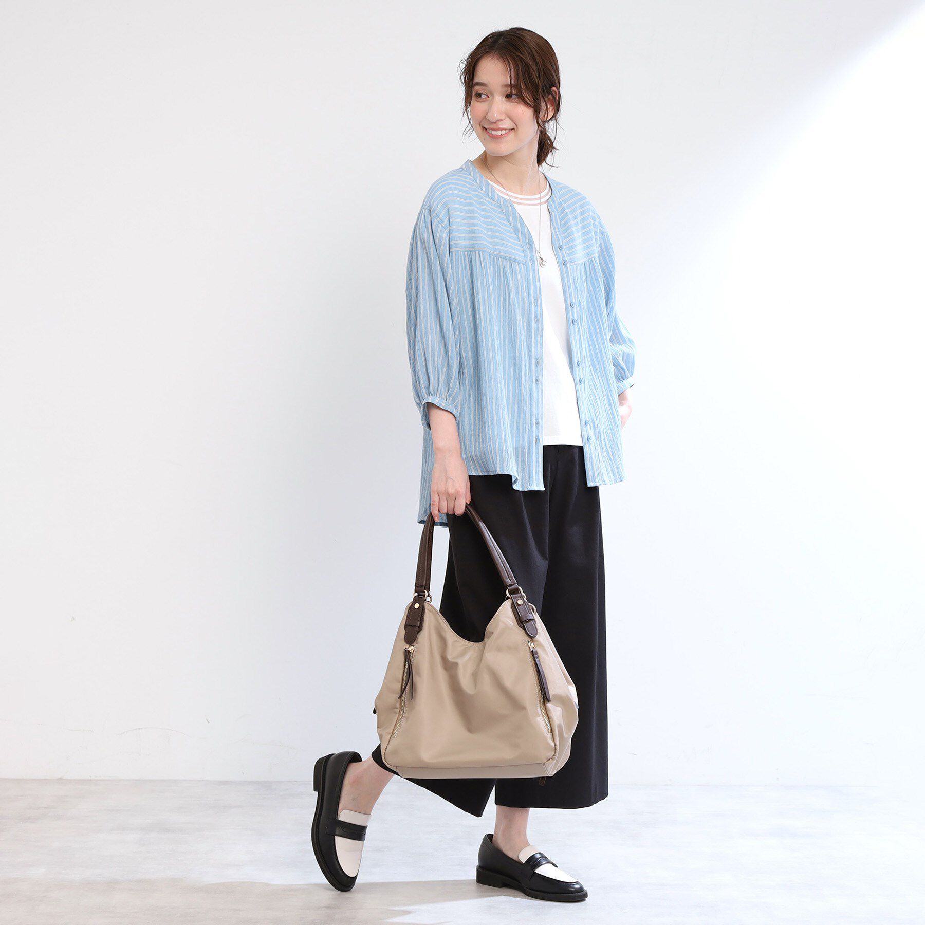 Reflect「【手洗い可／羽織りでも◎】ストライプブラウス」|シャツ・ブラウス|