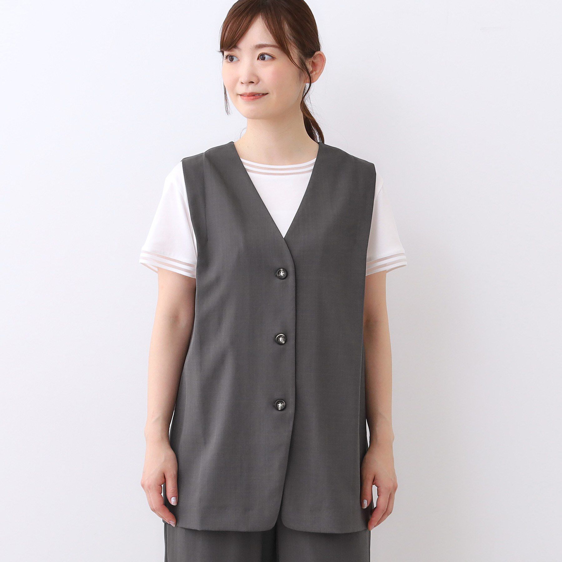 Reflect「【ウエスト総ゴム／セットアップ／単品使いOK◎】ベスト＋ストレートパンツセット」|スーツ|