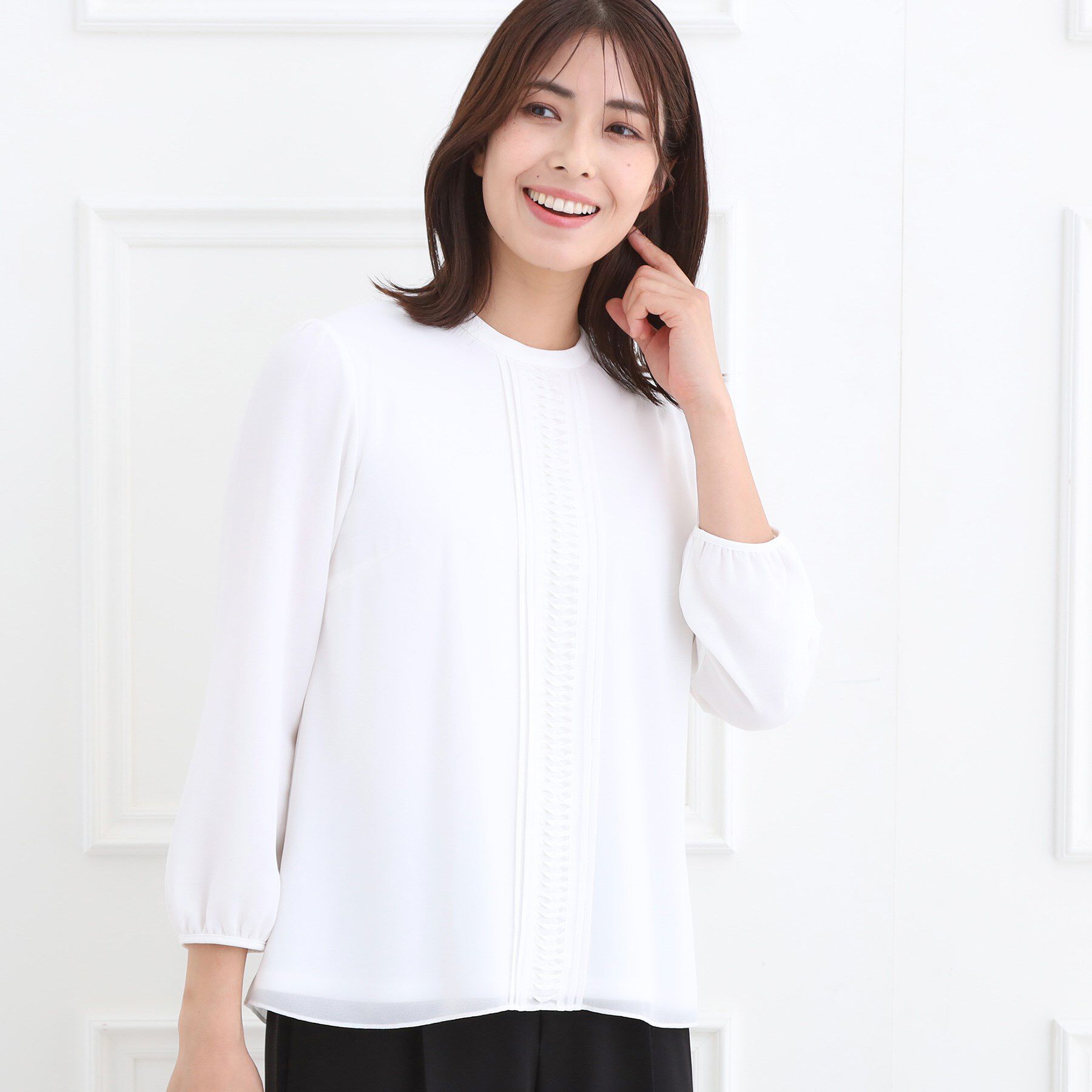 Reflect「【お仕事に◎】スタンドネックブラウス」|シャツ・ブラウス|アイボリー(004)