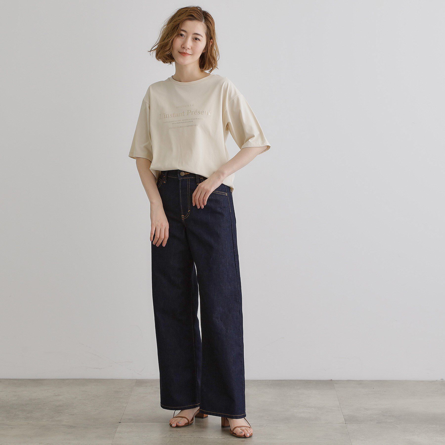 grove「五分袖ロゴプリントTシャツ」|Tシャツ・カットソー|