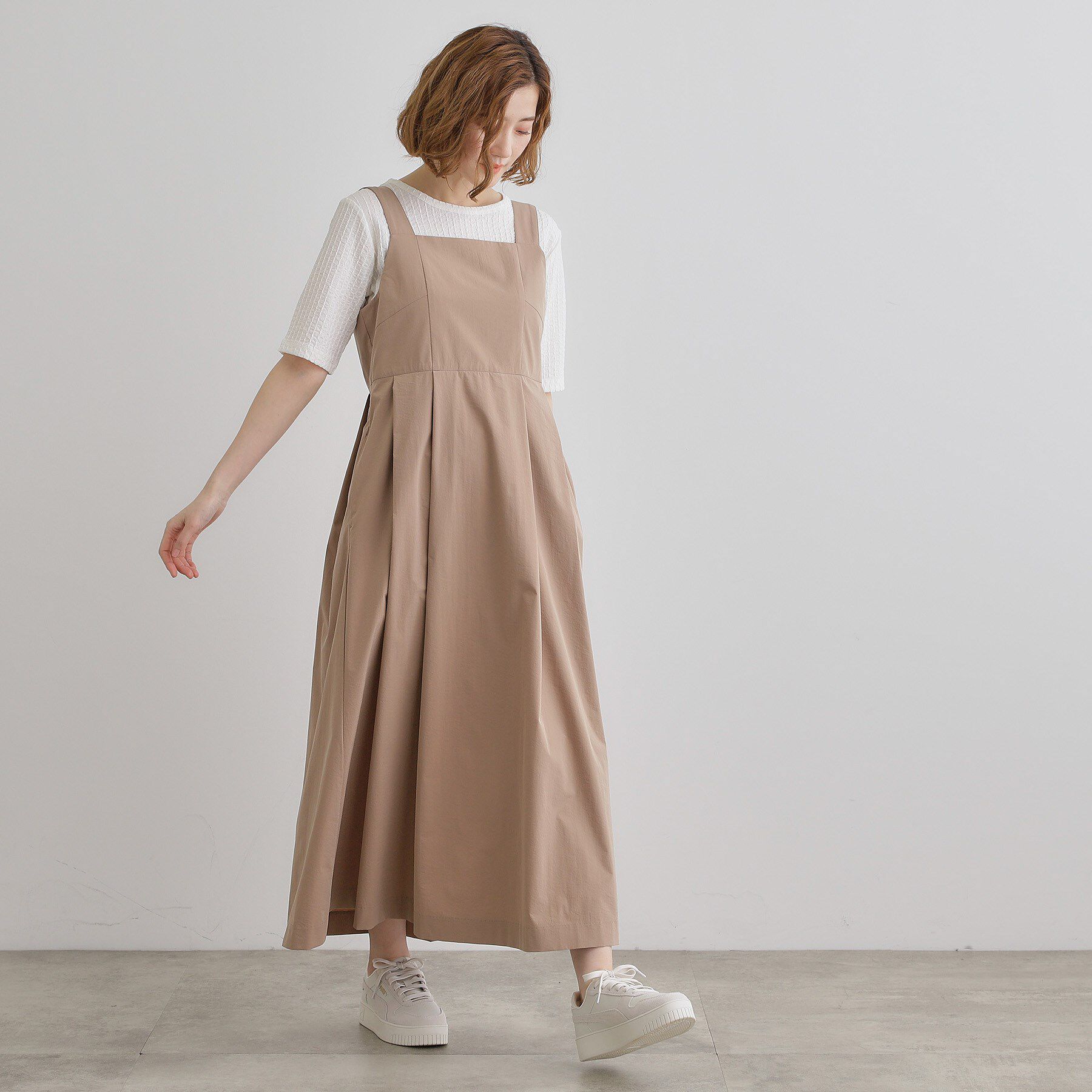 grove「【雑誌掲載】シルエットが映える洗練ジャンパードレス」|ワンピース|キャメルブラウン(0