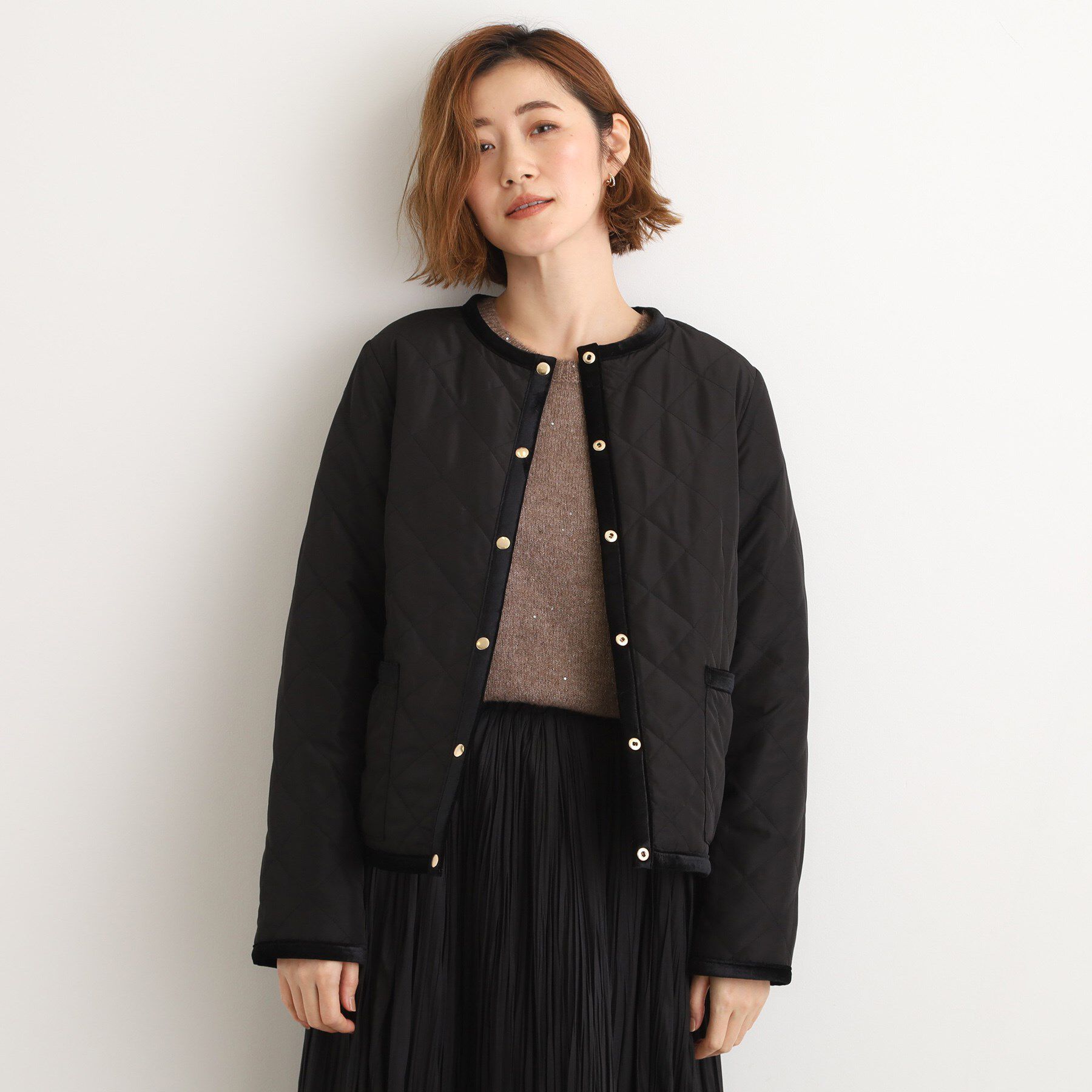 grove「【2WAY・リバーシブル】一枚でチェック柄も無地も！キルトジャケット」|ブルゾン・スタジャン|