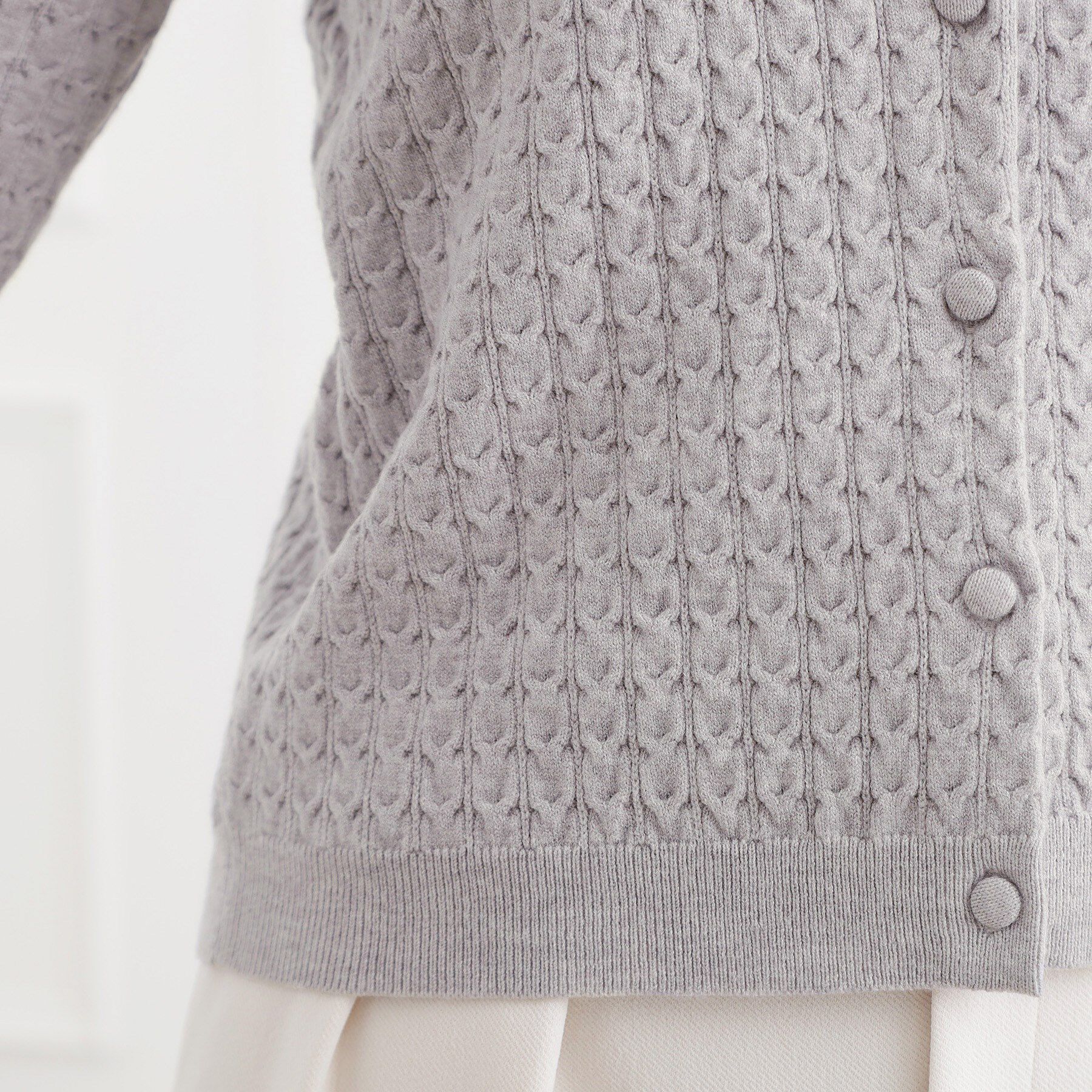 grove「ミニケーブルクルーネックカーディガン」|カーディガン|