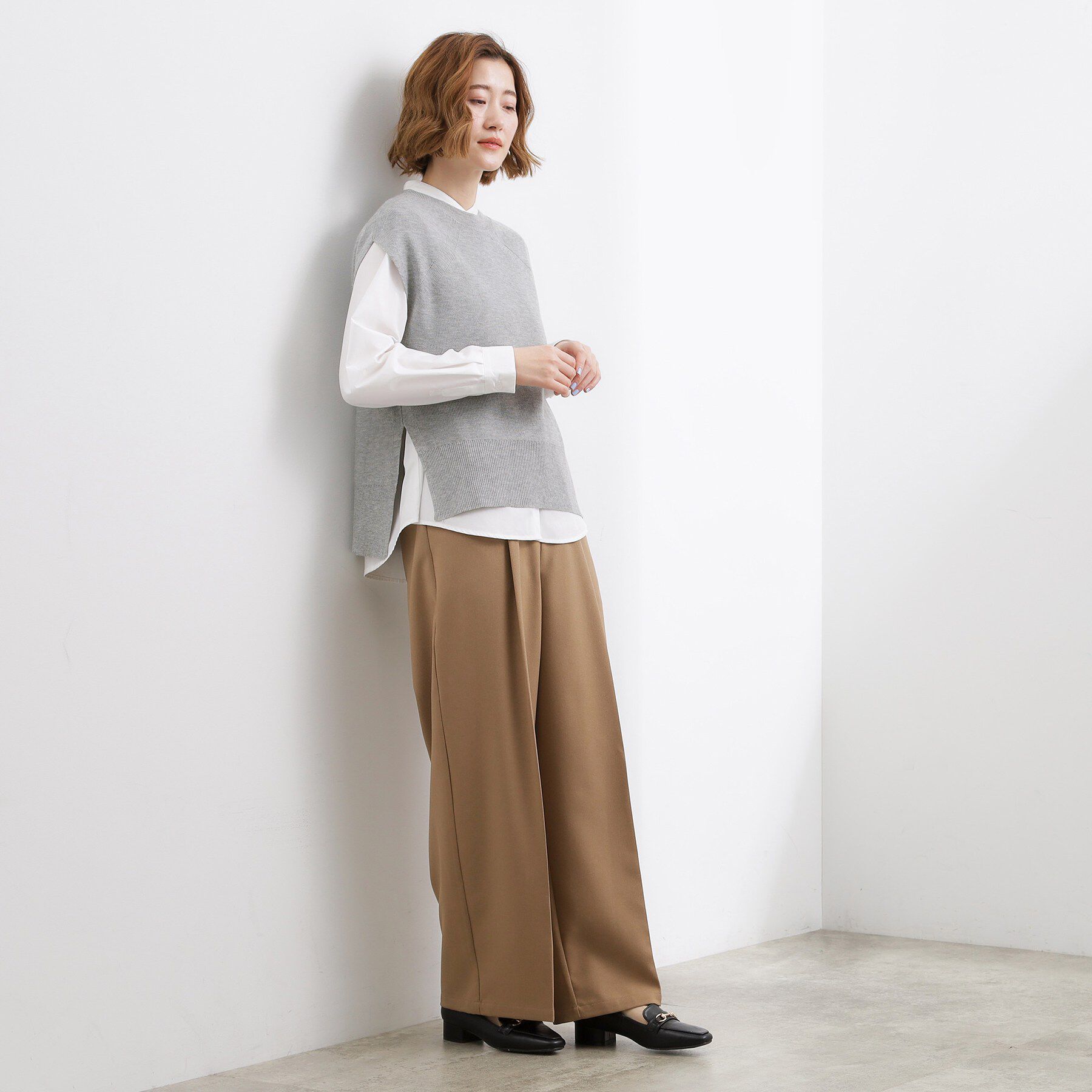 grove「【2点SET】一枚でコーデが決まる！ニットベスト&times;シャツSET」|シャツ・ブラウス|