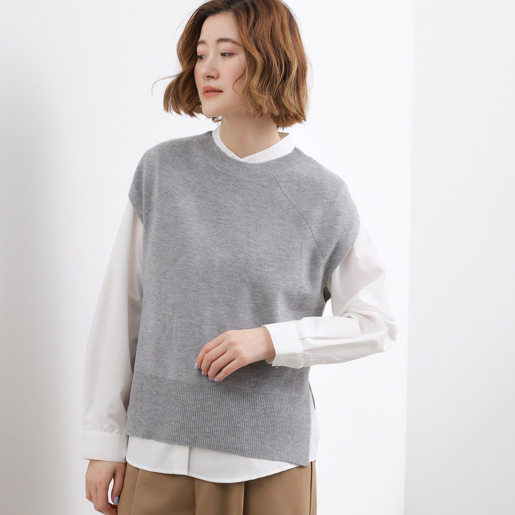 grove「【2点SET】一枚でコーデが決まる！ニットベスト&times;シャツSET」|シャツ・ブラウス|