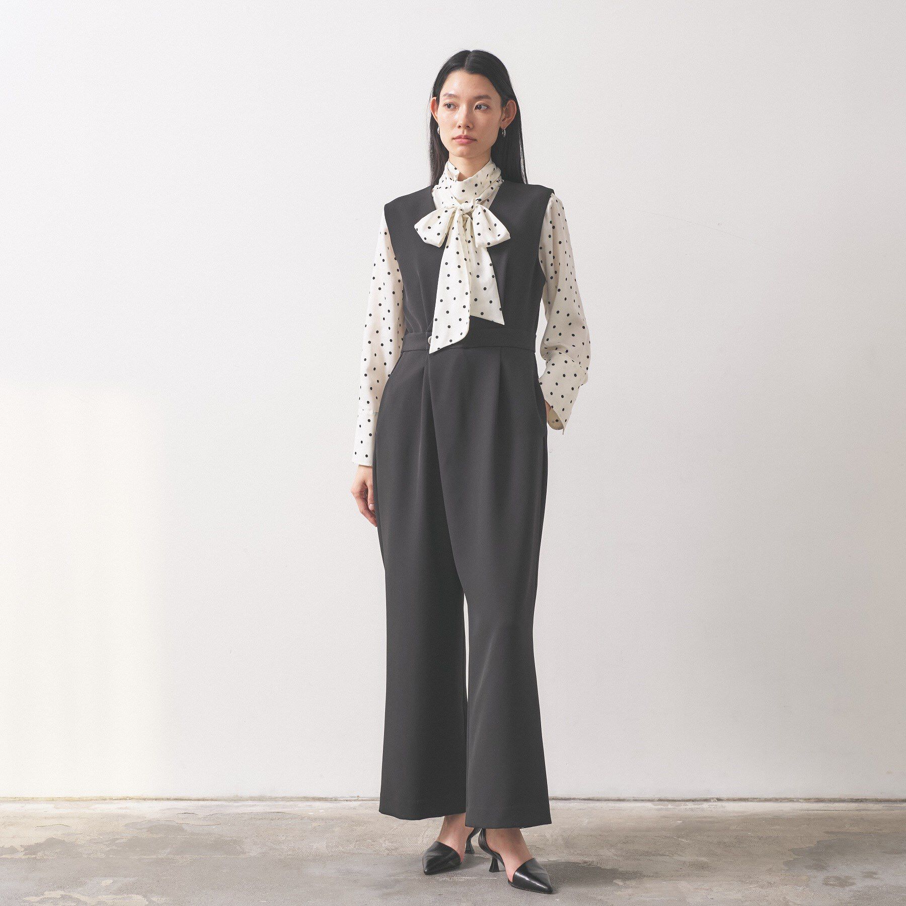 GALLEST「【オケージョン／セレモニー／セットアップ可能】ダブルクロスサロペット」|オールインワン|ブラック(019)