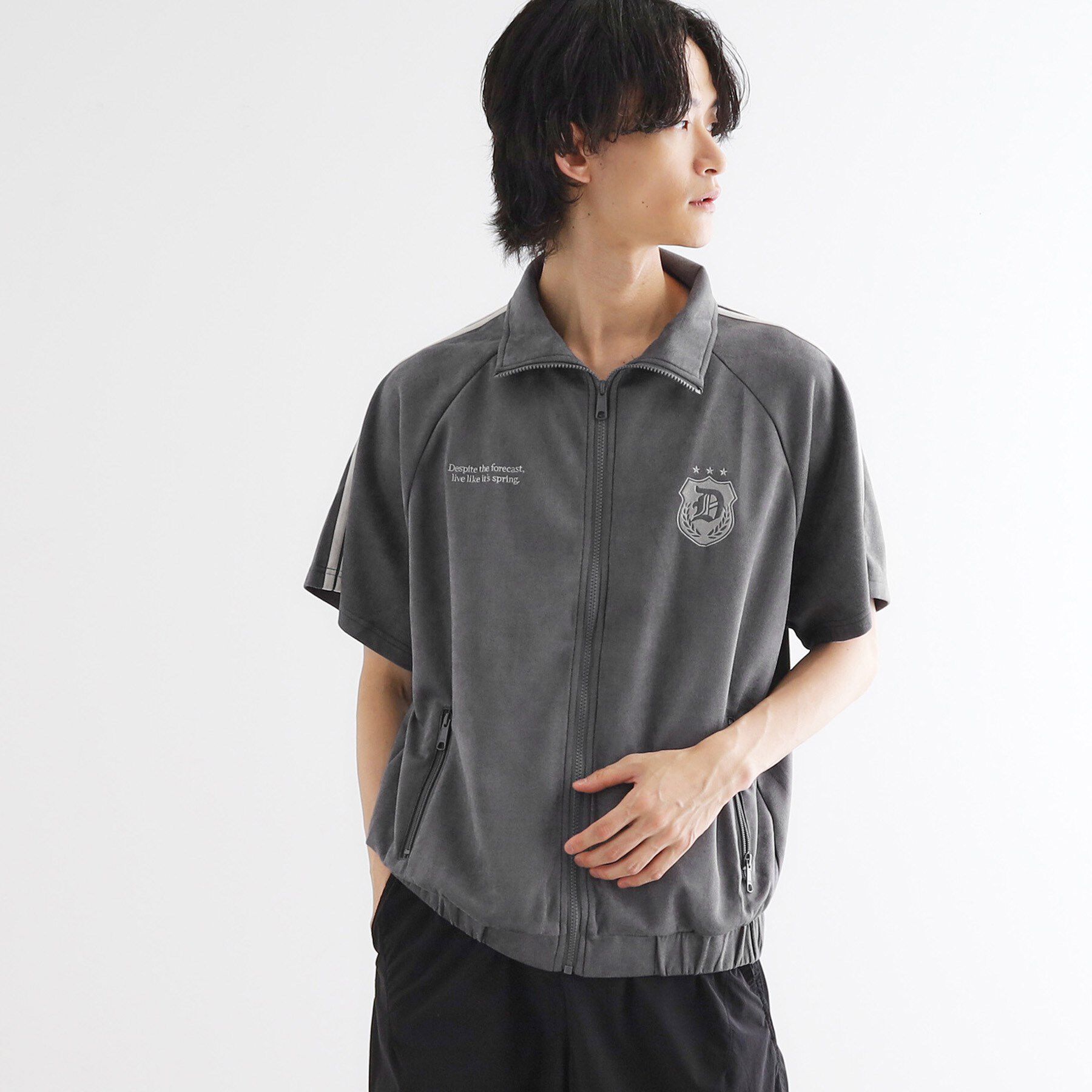 tk.TAKEO KIKUCHI「スエードライクトラックジャケット」|ブルゾン・スタジャン|チャコールグレー(0