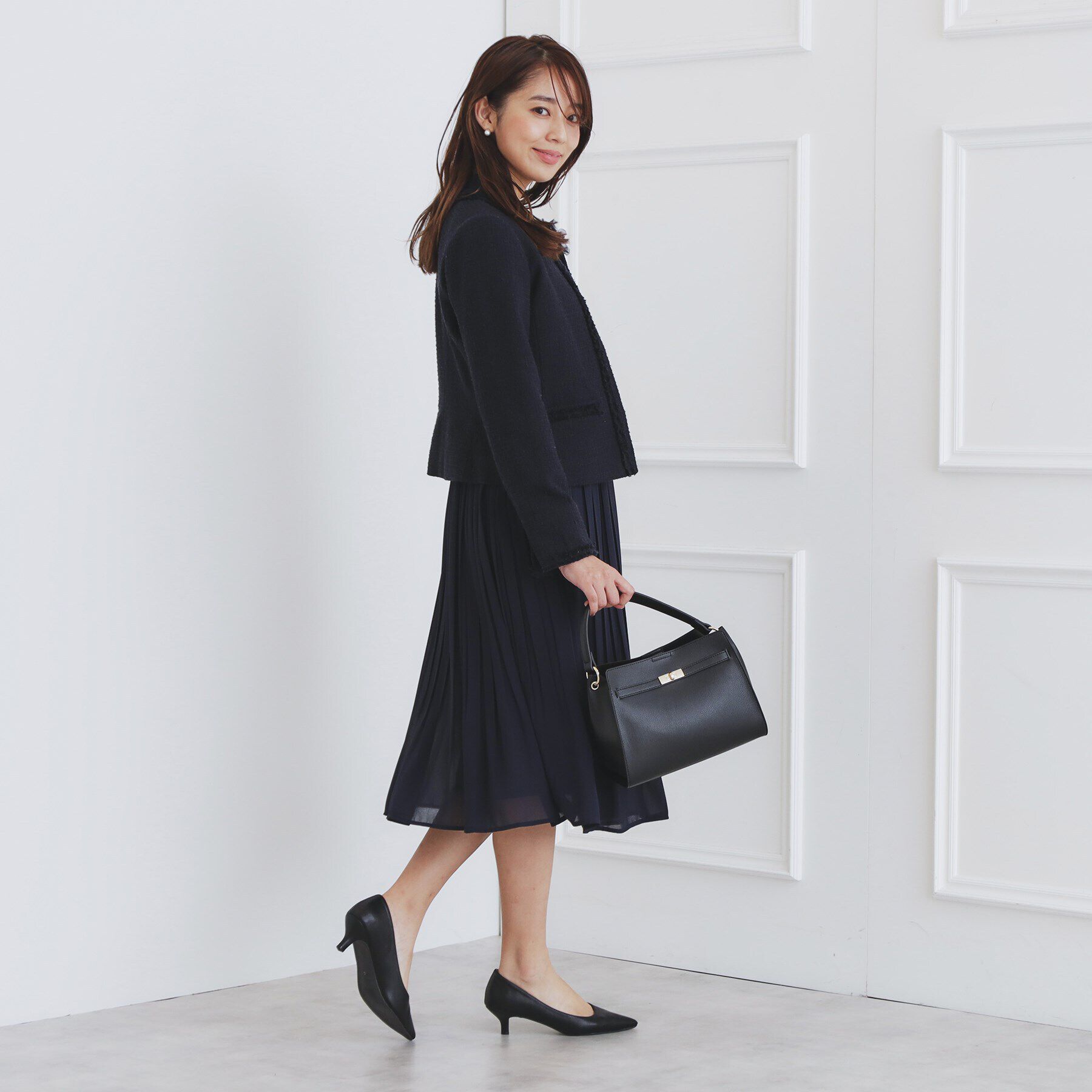 index「＜通勤・セレモニー/セットアップ対応＞ノーカラーツイードジャケット【洗える】」|ノーカラージャケット|