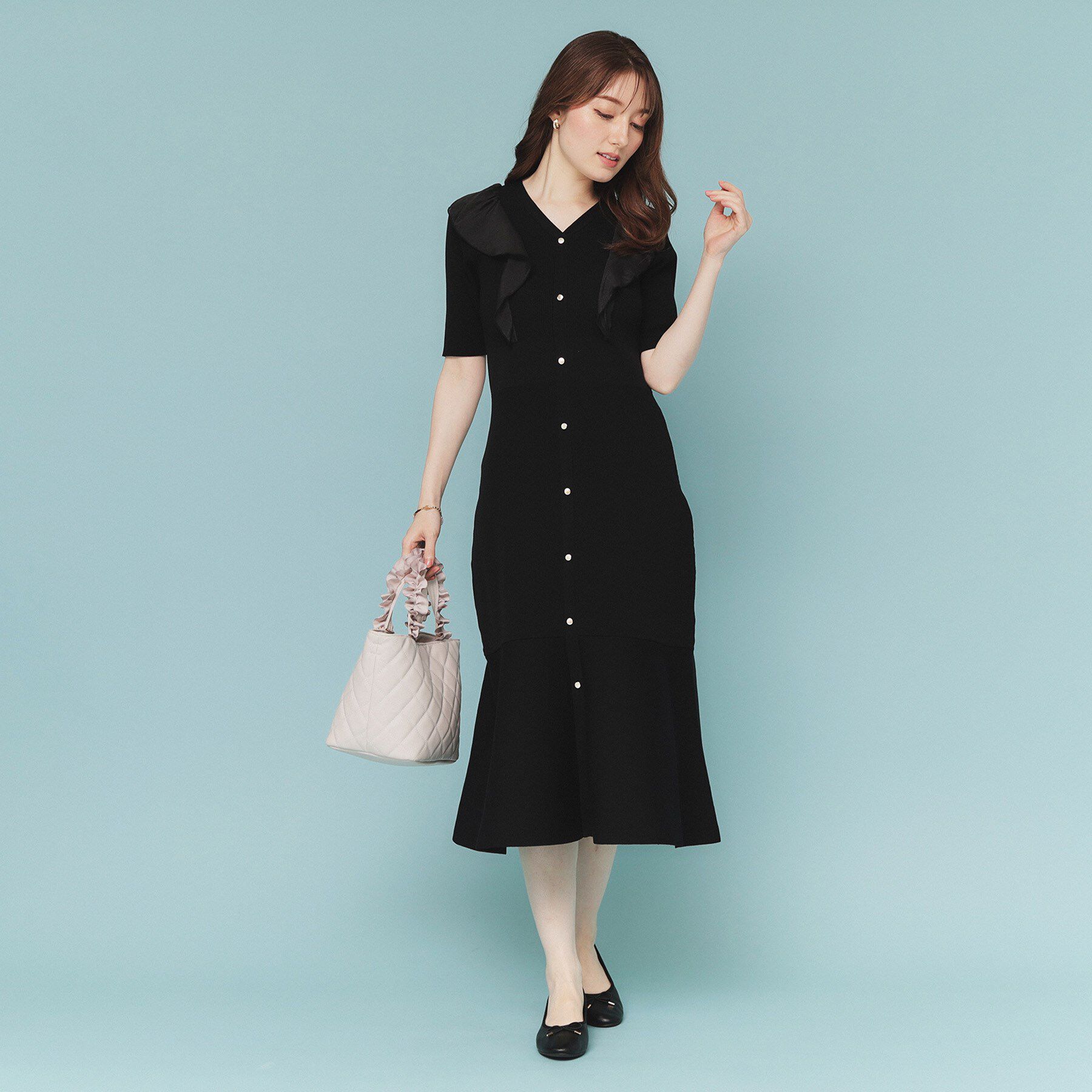 index「フリルドッキングニットワンピース【洗濯機洗い可/抗ピル】」|ワンピース|