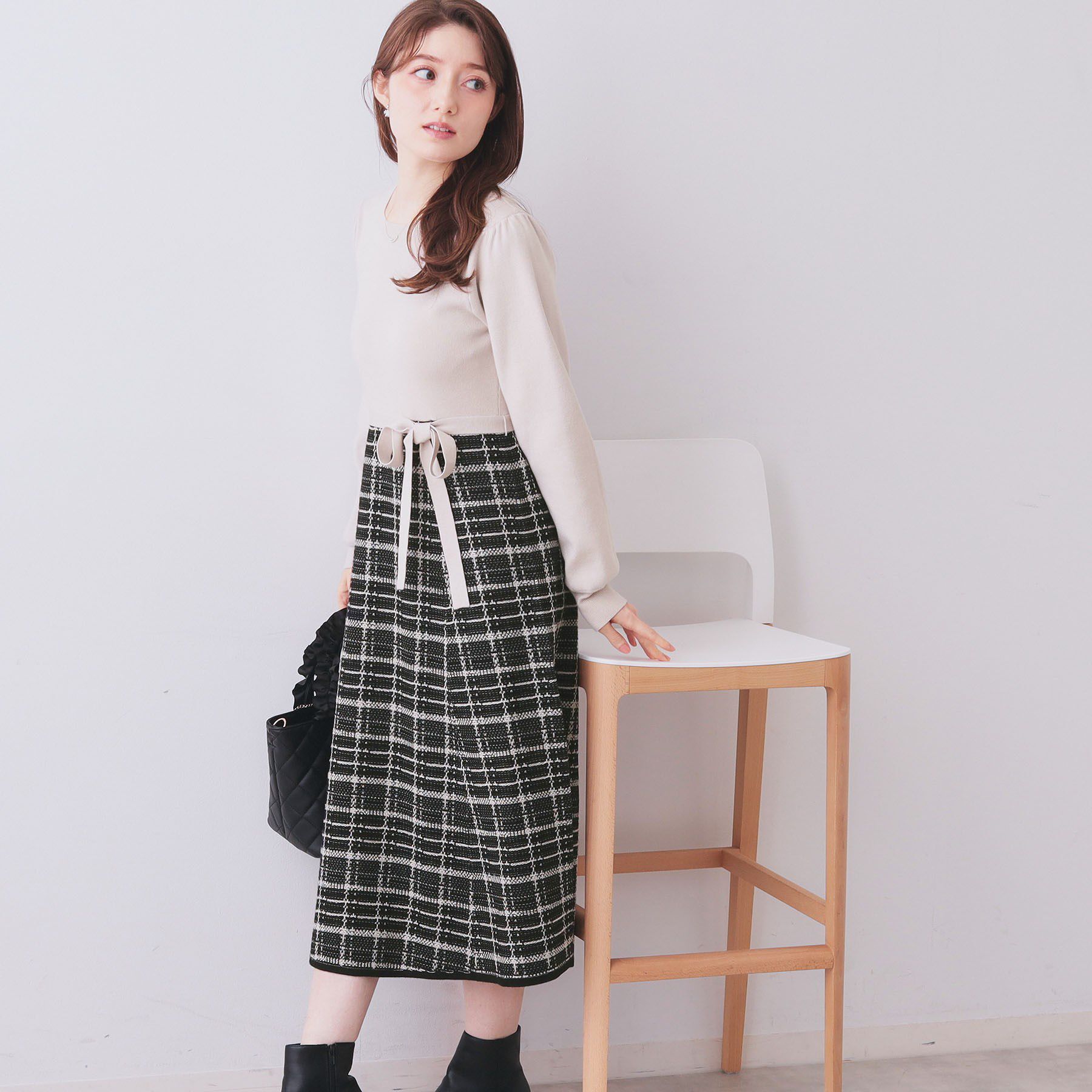 index「チェックラメジャカードニットワンピース」|ワンピース|