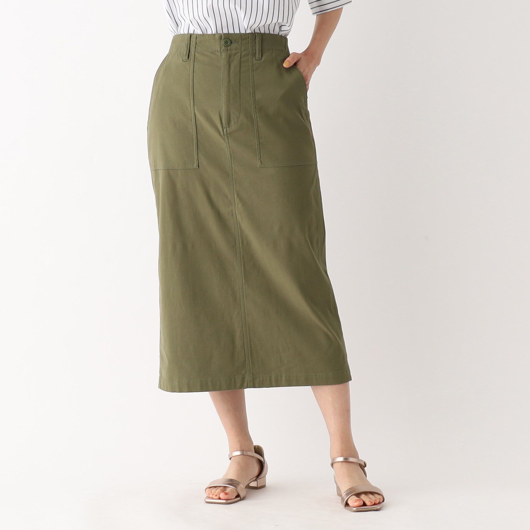 OPAQUE.CLIP「オーガニックコットン混 ベイカースカート【洗濯機洗い可/ストレッチ】」|スカート|