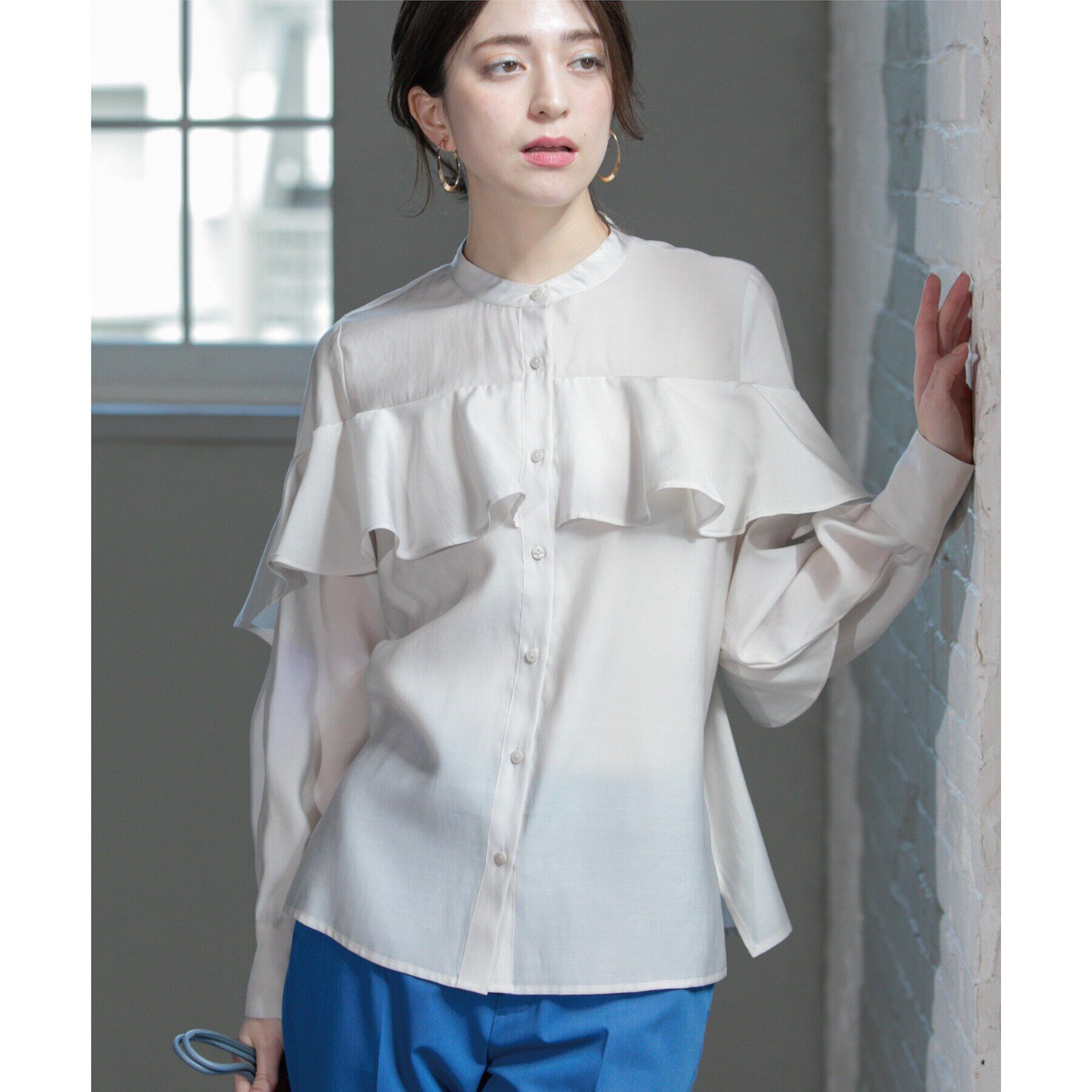 OPAQUE.CLIP「シアーフリルブラウス【洗濯機洗い可】」|シャツ・ブラウス|